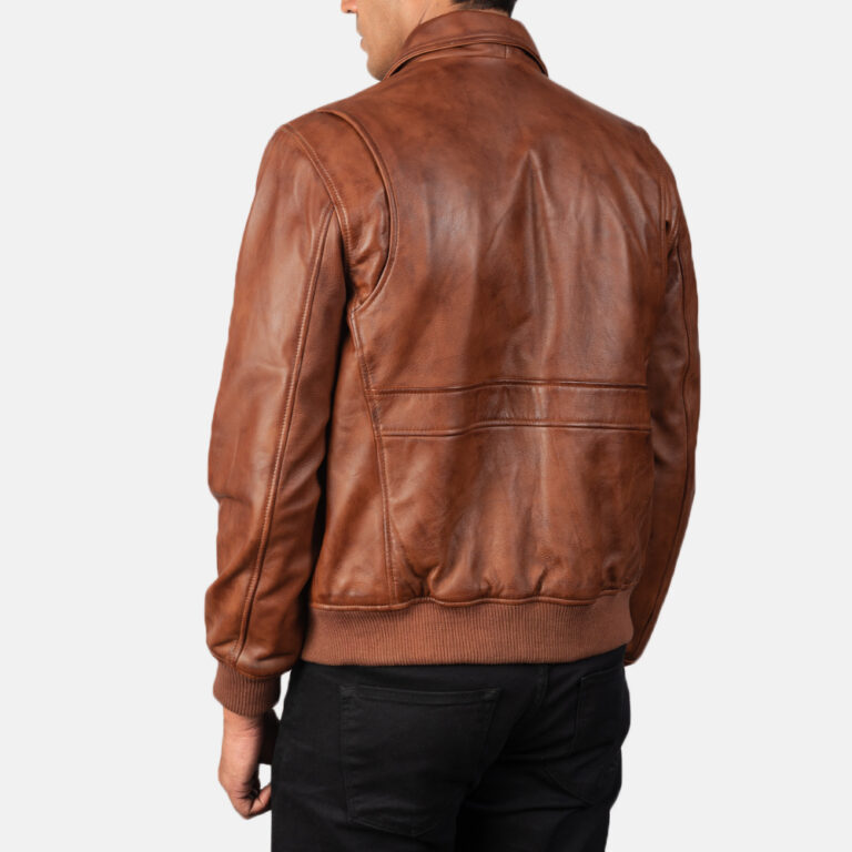 Mens Coffmen Brown Leather Bomber Jacket6235-8-1568991091907